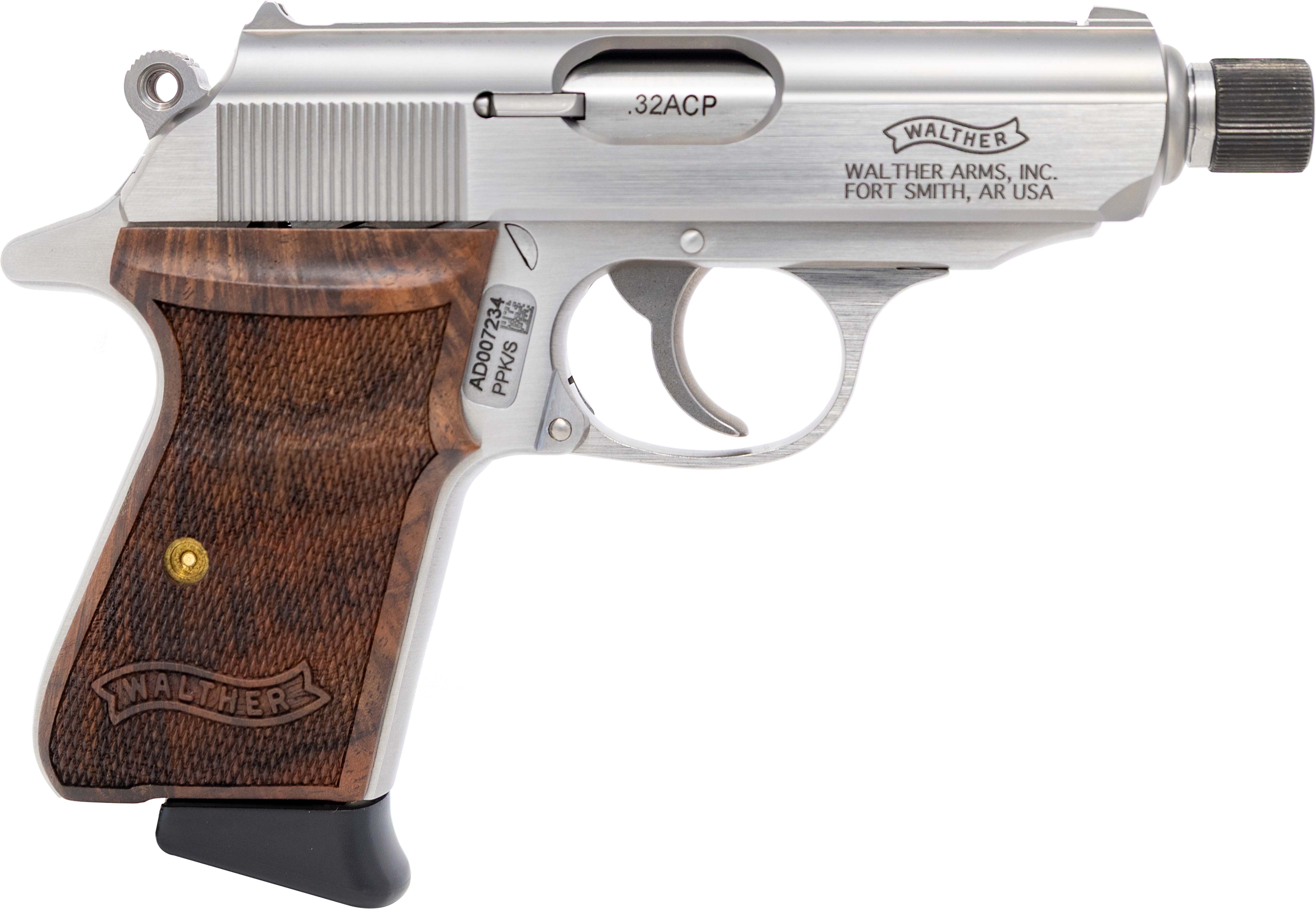 Walther PPK/S Pistol, .32 ACP, Stainless, Threaded Barrel, 7+1 - Walther Arms