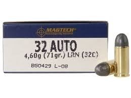 Magtech 32 Auto Ammunition MAG32C 71 Grain Lead Round Nose 50 rounds