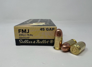Sellier & Bellot 45 GAP Ammunition 230 Grain Full Metal Jacket SB45GAP 50 Rounds