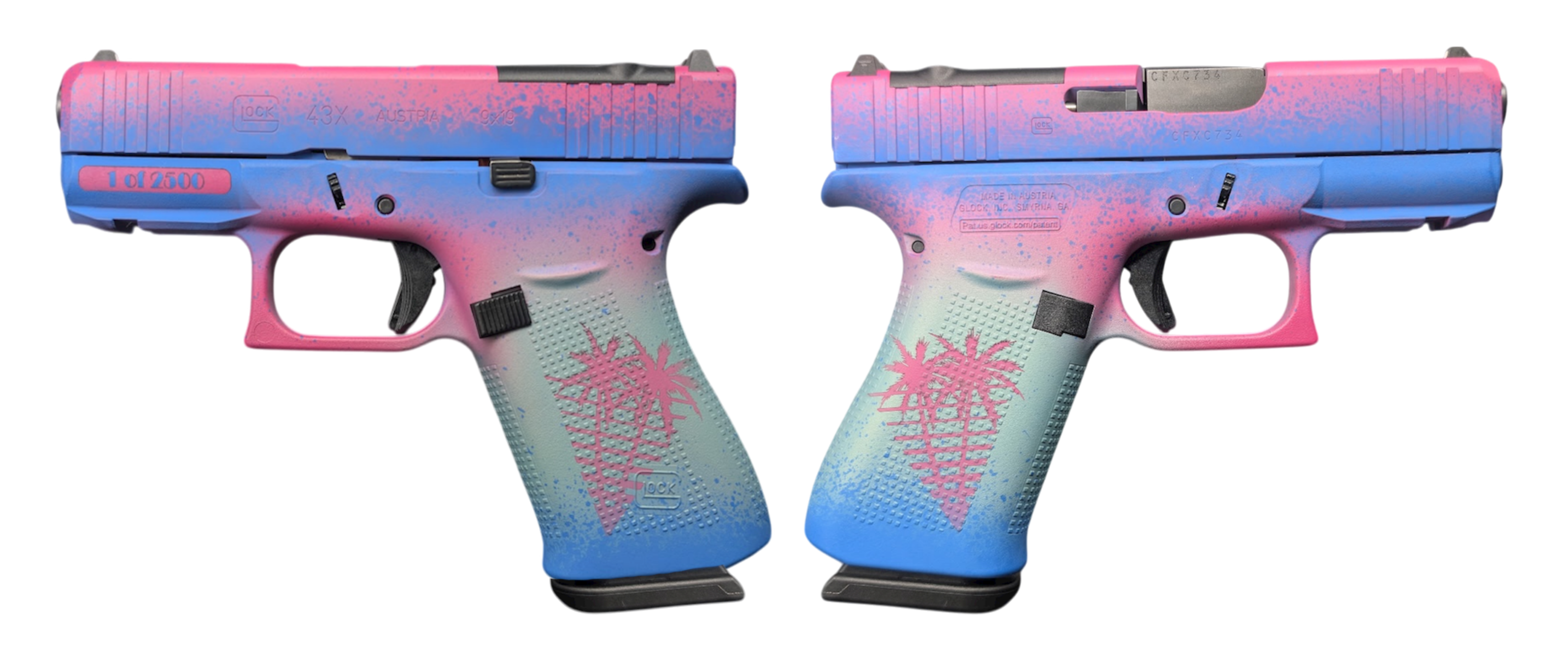 Glock 43X MOS Pistol, 9mm, Miami Themed Finish, 3.39-Inch Barrel, 10-Round - Glock