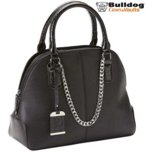 Satchel Style Purse with Holster Small Black with Black Trim with Internal Dimen