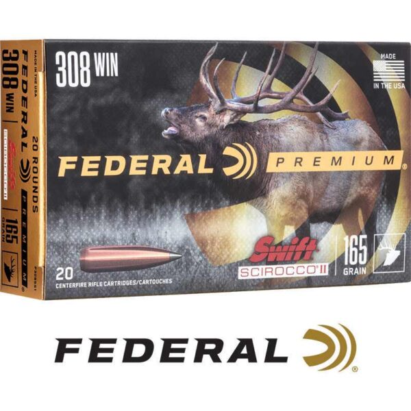 Federal Swift Scirocco II .308 Winchester 165gr Polymer Tip Ammo, 20-Round Box