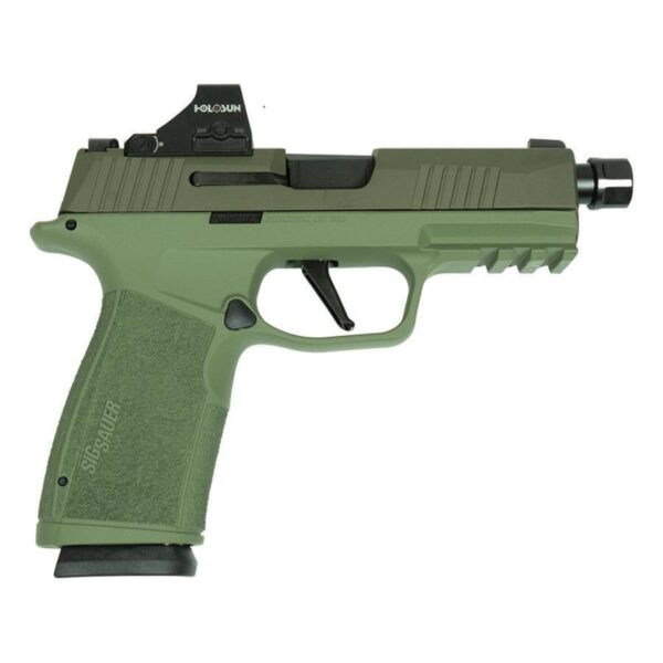 https3A2F2Fmedia.chattanoogashooting.com2Fimages2Fproduct2FXI6712052TGO2Fsig sauer p365 xmacro handgun 9mm luger 17rd magazines 2 3 7 barrel two tone green tb with optic xi6712052tgo 0003 Right