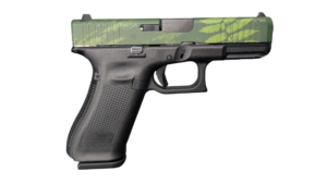 Glock 45 V Island Camo Pistol, 9mm, Black/Green Slide, 17-Round