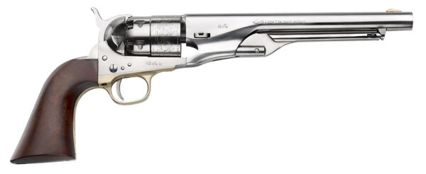 Pietta PF60OS448 1860 Army "Old Silver" 44 Cal 8" 6rd Old Silver Steel Frame, Cylinder & Round Barrel w/Walnut Grip