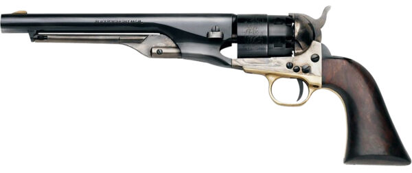 Pietta PF60OWS448 1860 Old West 44 Cal 8" 6rd Blued & Engraved Cylinder, Blued Steel Barrel, Wood Grip