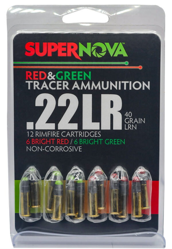 Supernova PMSN22LRMP Green/Red Tracer 22LR 40gr Lead Round Nose 12 Per Box/60 Case