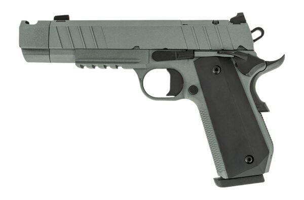 Tisas Arms 10100135 1911 Night Stalker Carry 45 ACP 8+1 4.25" Black Bull Barrel, Gray Cerakote Carbon Steel Serrated Slide, Gray Cerakote Carbon Steel Frame w/Beavertail & Picatinny Rail, Black Rubber