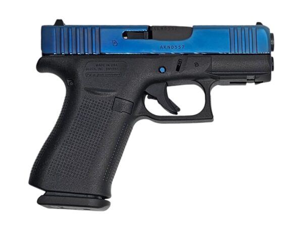 Glock 43X Pistol, 9mm, Cobalt Blue Slide, Custom Engraved, 10-Round