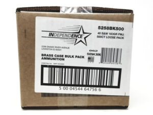 CCI 40 S&W Ammunition Independence 5258BK500 180 Grain Full Metal Jacket Loose Bulk Pack of 500 Rounds