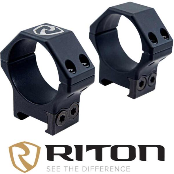 Riton 34mm Picatinny Scope Rings, Low 12mm Black