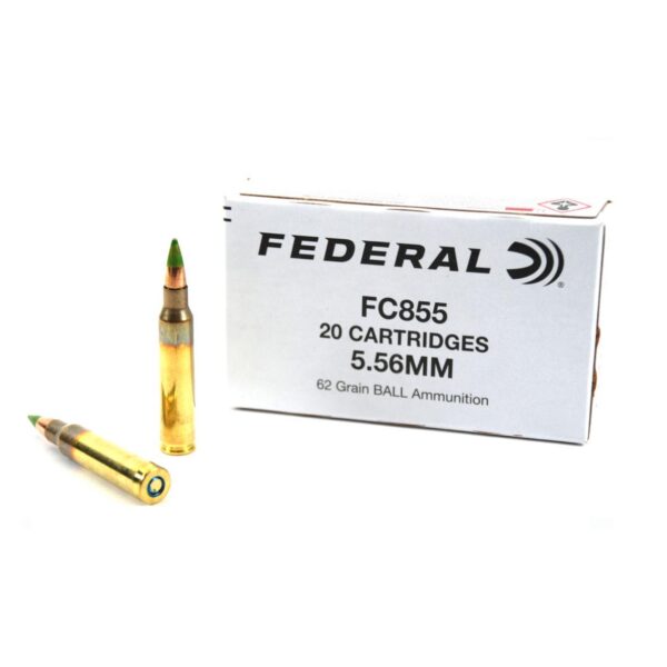 Federal 5.56x45mm 62gr Green Tip FMJ Ammo, 20-Round Box