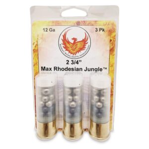 Reaper Defense Exotic Ammo Rhodesian Jungle Shotshells 12 ga 2-3/4" 1150 fps #4/#2/00 3/ct