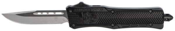 CobraTec Knives SBCTK1SDNS CTK-1 Small 2.75" OTF Drop Point Plain D2 Steel Blade/Black Aluminum Handle Features Glass Breaker Includes Pocket Clip