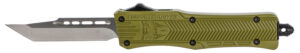 CobraTec Knives SODCTK1STNS CTK-1 Small 2.75" OTF Tanto Plain D2 Steel Blade/OD Green Aluminum Handle Features Glass Breaker Includes Pocket Clip
