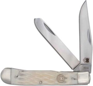 CobraTec Traditional Trapper Folding Knife, White Bone Handle
