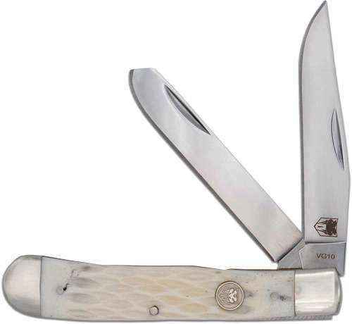 CobraTec Traditional Trapper Folding Knife, White Bone Handle