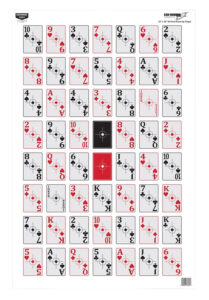 Birchwood Casey 37028 EZE-Scorer Playing Cards Paper Hanging 23" x 35" Black/Red 100 Per Pkg