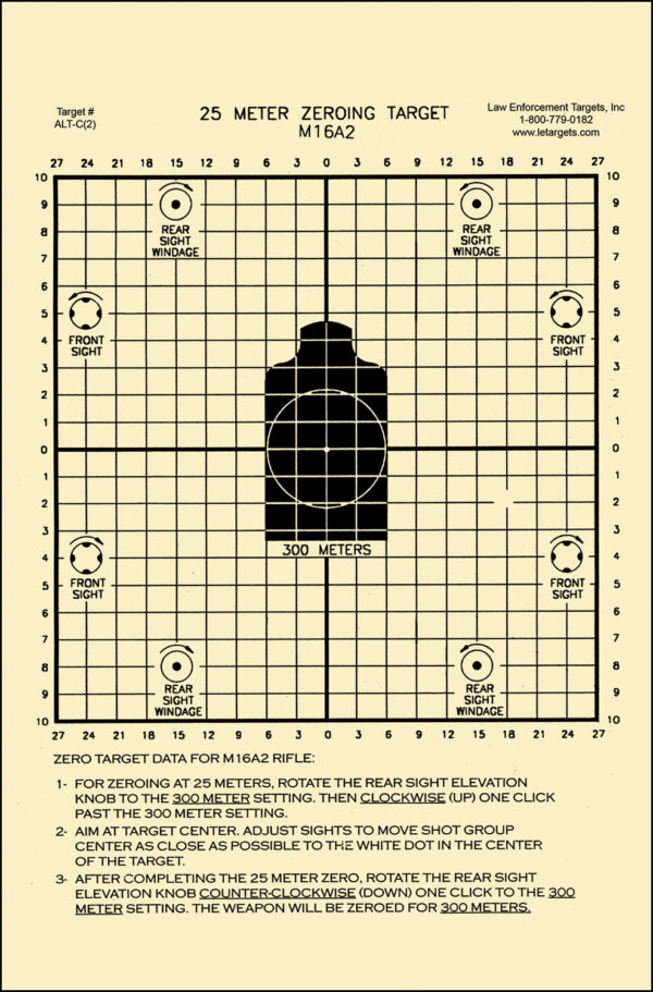 Action Target Center Mass Zeroing Target, 25 Meters, 100-Pack