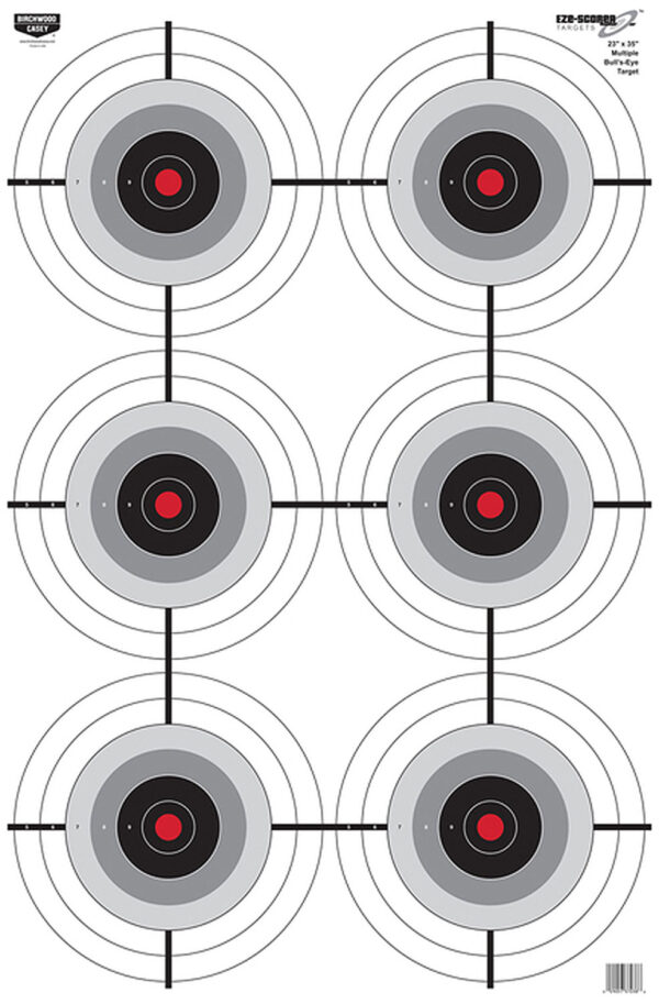 Birchwood Casey 37038 EZE-Scorer 6-Bullseye Paper Target 23" x 35" 100 Per Pack