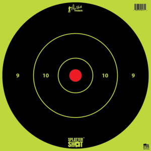 Pro-Shot 12BGREENTG12PK SplatterShot 12" Bullseye Hanging Heavy Paper Black/Red Impact Enhancement Yes White 12 PK