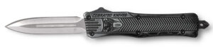 CobraTec Knives SSWCTK1SDAGNS CTK-1 Small 2.75" OTF Dagger Plain D2 Steel Blade/Stonewashed Aluminum Handle Features Glass Breaker Includes Pocket Clip