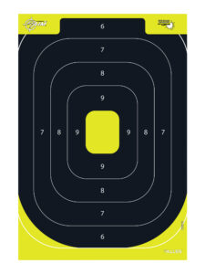 EZ-Aim 15372 Splash Reactive Target IPSC Silhouette Paper Hanging 12.50" W X 18.25" H Black/Yellow 8 Per Pkg