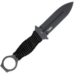 CobraTec Ringed Claymore 1 Side Serrated Dagger Fixed Blade Black - additional view