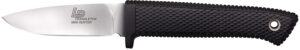 Cold Steel CS36LPMF Pendleton Mini Hunter 3" Fixed Plain Stonewashed AUS10A SS Blade, 3.63" Black Textured Kray-Ex Handle