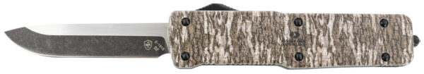 Templar Knife LZMOB321 Premium Weighted Large 3.55" OTF Drop Point Plain Black Oxide Stonewashed D2 Steel Blade, 5.25" Mossy Oak Bottomland Aluminum Zinc Alloy Handle
