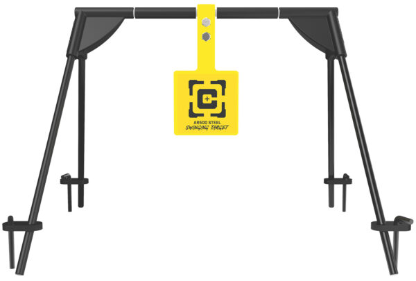 Caldwell 1187590 Swinging Rifle Black/Yellow AR500 Steel Hanging Standing Includes Ground Stakes