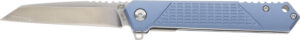 Schrade 1159320 Inert EDC 3.25" Folding Wharncliffe Part Serrated Satin AUS-10A SS Blade, 4.25" Blue Aluminum Handle