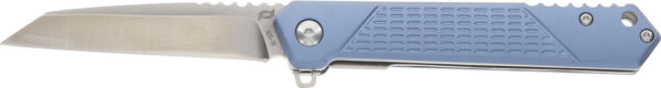 Schrade 1159320 Inert EDC 3.25" Folding Wharncliffe Part Serrated Satin AUS-10A SS Blade, 4.25" Blue Aluminum Handle