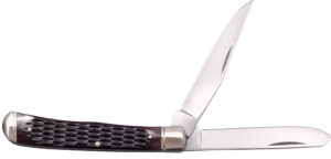 Cold Steel CSFLTRPRJ Trapper 3" Folding Clip/Spey Plain 8Cr13MoV SS Blade/Brown Jigged w/Polished Bolsters Bone Handle