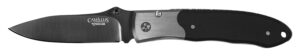 Camillus 18671 Pristine 3" Folding Drop Point Plain Black VG-10 Carbonitride Titanium Blade, Black/Silver G10/SS Handle