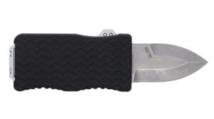 Schrade 1135969 Uproar Automatic Mini 1.90" OTF Dagger Plain Satin D2 Steel Blade, Black Textured Aluminum Handle