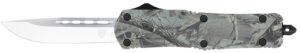 CobraTec Knives MWDFS3DNS FS-3 Medium 3" OTF Drop Point Plain D2 Steel Blade, 4.50" Woodland Camo Aluminum Alloy Handle