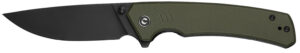 Civivi Knives C24012-2 Merit 3.28" Folding Drop Point Plain Black Stonewashed 14C28N Steel Blade, OD Green Textured G10 Handle