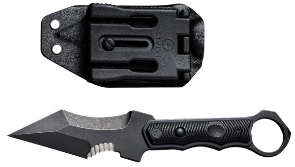 Civivi Knives C20037B-1 Orthrus 3.76" Fixed Karambit/Straight Black Stonewashed Nitro-V Steel Blade, 4.30" Black w/Finger Ring G10 Handle