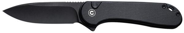 Civivi Knives C18062P-1 Elementum II EDC 2.96" Folding Drop Point Plain Black Stonewashed Nitro-V Steel Blade, Black Textured G10 Handle