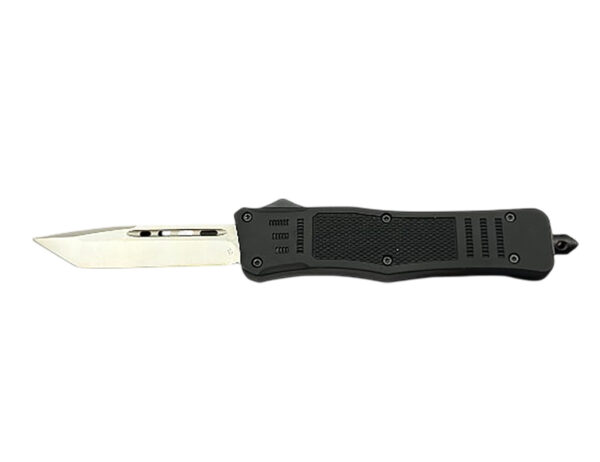 Steel River Knives MT616BULD2T MT616 Ultralight Mini 2.75" OTF Tanto Plain Polished D2 Steel Blade, 4.25" Black Aluminum Handle