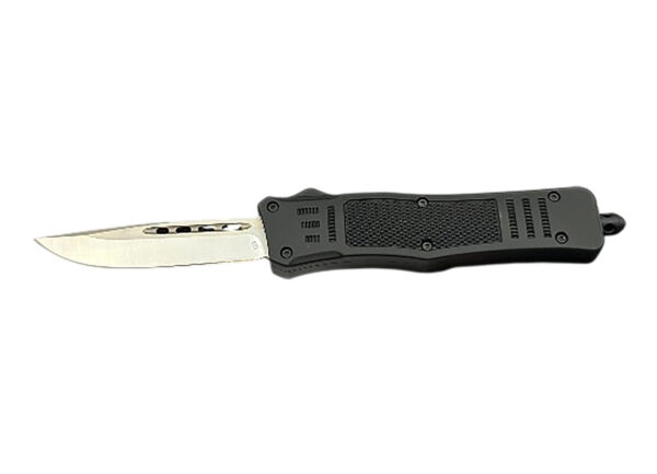 Steel River Knives MT618BULDP MT618 Ultralight 3.25" OTF Drop Point Plain Polished D2 Steel Blade, 4.25" Black Aluminum Handle
