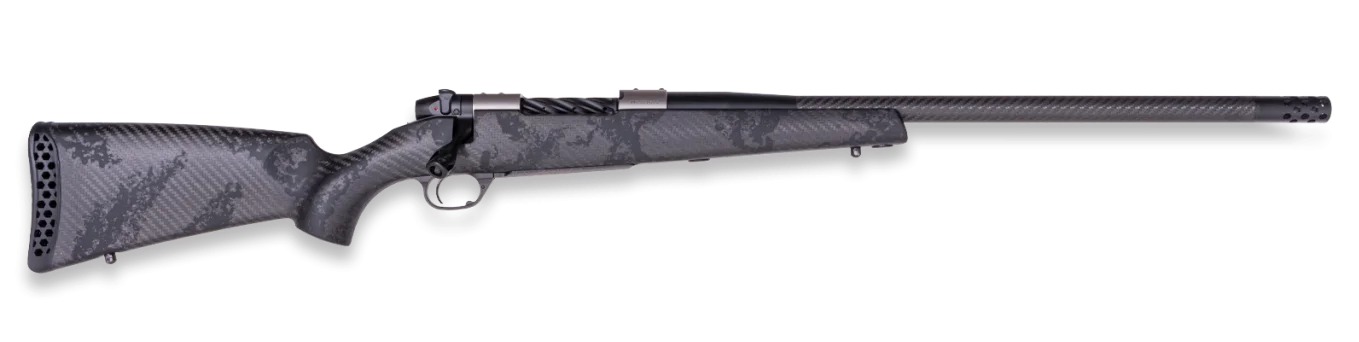 191288 Weatherby MGT01N25CMR4B Mark V Backcountry Guide TI 25 Creedmoor 3+1 22" + 2" Graphite Black Cerakote Fluted Threaded Barrel, Titanium Drilled & Tapped Receiver, Exposed Carbon w/Carbide Black Accent