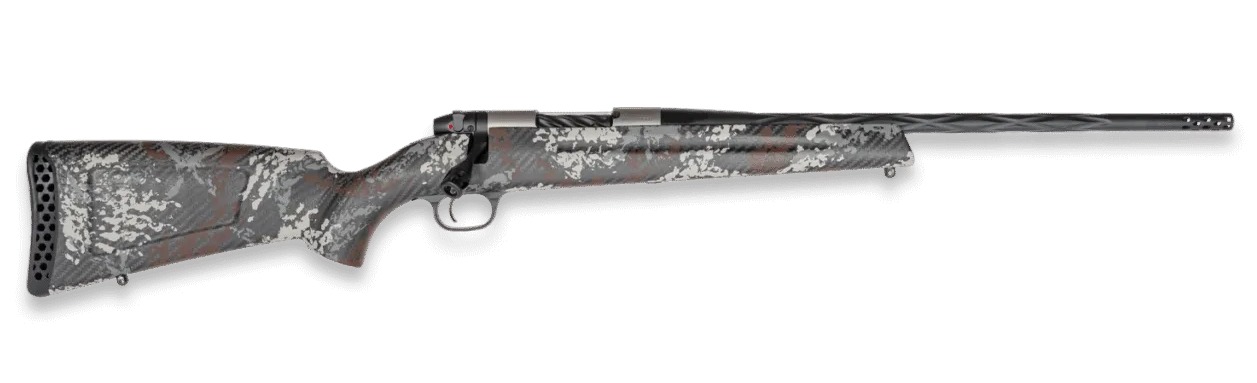 191327 Weatherby MBP01N240WR3B Mark V Capra 240 Wthby Mag 2+1 21" Graphite Black Cerakote Fluted Threaded Barrel Titanium Receiver Drilled & Tapped Receiver Exposed Carbon w/Gray, White & Rust Sponge Accents