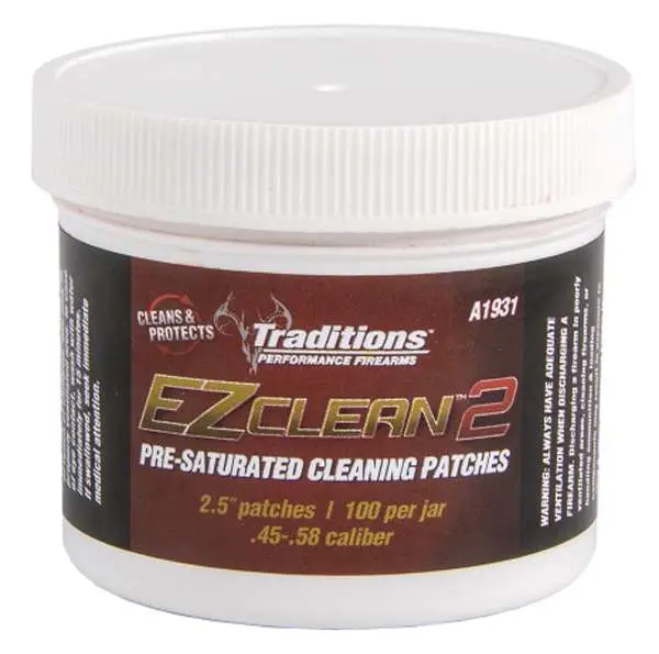 TRADITIONS MUZZLELOADING EZ CLEAN 2 PRE SATURATED CLEANING PATCHES 100/PK ( 6 PER CASE )