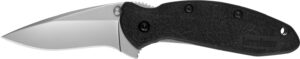 Kershaw 1620 Scallion 2.40" Folding Flipper Plain Bead Blasted 420HC SS Blade Black Glass-Filled Nylon Handle Includes Pocket Clip