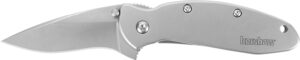 Kershaw 1620FL Scallion 2.40" Folding Drop Point Plain Bead Blasted 420HC SS Blade/Bead Blasted 410 Stainless Steel Handle Includes Pocket Clip
