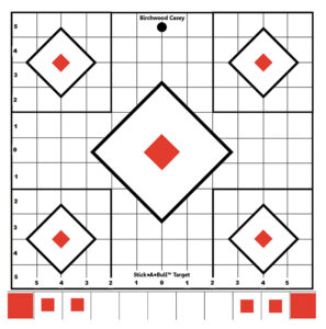 Birchwood Casey Stick-A-Bull Sight-In Target, 12″ 5-Diamond, 5-Pack