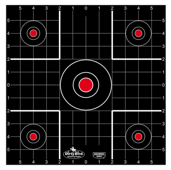 Birchwood Casey 35212 Dirty Bird Bullseye Tagboard Hanging 12" Black/Red 12 PK