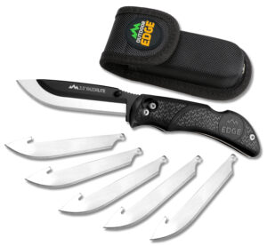 Outdoor Edge RL10C RazorLite 3.50" Folding Plain Black Oxide 420J2 SS Blade, Black TPR Handle